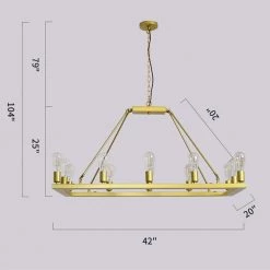 Magic Home 12- -Light Gold Color Candle Style Rectangle Chandelier With Metal Shade -Spitzer Sales Store gold magic home chandeliers mh y 020207g c3 1000