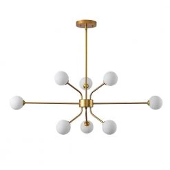 60-Watt LED Sputnik Chandelier 8-Light-Light Ceiling-Light with White Frosted Globes by Magic Home 12 60-Watt LED Sputnik Chandelier 8-Light-Light Ceiling-Light with White Frosted Globes by Magic Home -Spitzer Sales Store gold magic home chandeliers mh y 020223 1f 1000