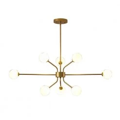 60-Watt LED Sputnik Chandelier 8-Light-Light Ceiling-Light with White Frosted Globes by Magic Home 13 60-Watt LED Sputnik Chandelier 8-Light-Light Ceiling-Light with White Frosted Globes by Magic Home -Spitzer Sales Store gold magic home chandeliers mh y 020223 31 1000