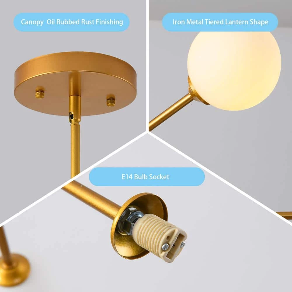 60-Watt LED Sputnik Chandelier 8-Light-Light Ceiling-Light with White Frosted Globes by Magic Home 6 60-Watt LED Sputnik Chandelier 8-Light-Light Ceiling-Light with White Frosted Globes by Magic Home - Image 4