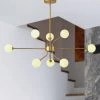 60-Watt LED Sputnik Chandelier 8-Light-Light Ceiling-Light with White Frosted Globes by Magic Home 2 60-Watt LED Sputnik Chandelier 8-Light-Light Ceiling-Light with White Frosted Globes by Magic Home -Spitzer Sales Store gold magic home chandeliers mh y 020223 64 1000