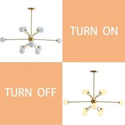 60-Watt LED Integrated Gold Sputnik Chandelier 12-Light Ceiling Light with White Frosted Globes by Magic Home -Spitzer Sales Store gold magic home chandeliers mh y 020224 4f 1000