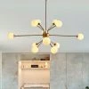 60-Watt LED Integrated Gold Sputnik Chandelier 12-Light Ceiling Light with White Frosted Globes by Magic Home -Spitzer Sales Store gold magic home chandeliers mh y 020224 64 1000
