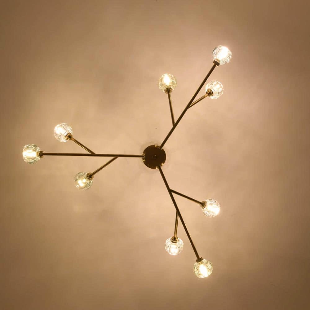 9-Light Contemporary Gold Fixture Branch Crystal Chandeliers Ceiling Pendant Light by Magic Home 9 9-Light Contemporary Gold Fixture Branch Crystal Chandeliers Ceiling Pendant Light by Magic Home - Image 7