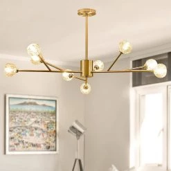 9-Light Contemporary Gold Fixture Branch Crystal Chandeliers Ceiling Pendant Light by Magic Home 20 9-Light Contemporary Gold Fixture Branch Crystal Chandeliers Ceiling Pendant Light by Magic Home -Spitzer Sales Store gold magic home chandeliers mh y 020225 44 1000