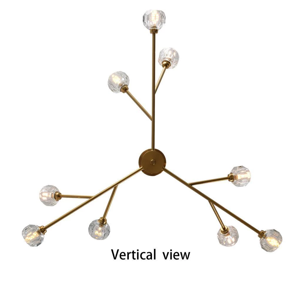 9-Light Contemporary Gold Fixture Branch Crystal Chandeliers Ceiling Pendant Light by Magic Home 6 9-Light Contemporary Gold Fixture Branch Crystal Chandeliers Ceiling Pendant Light by Magic Home - Image 4