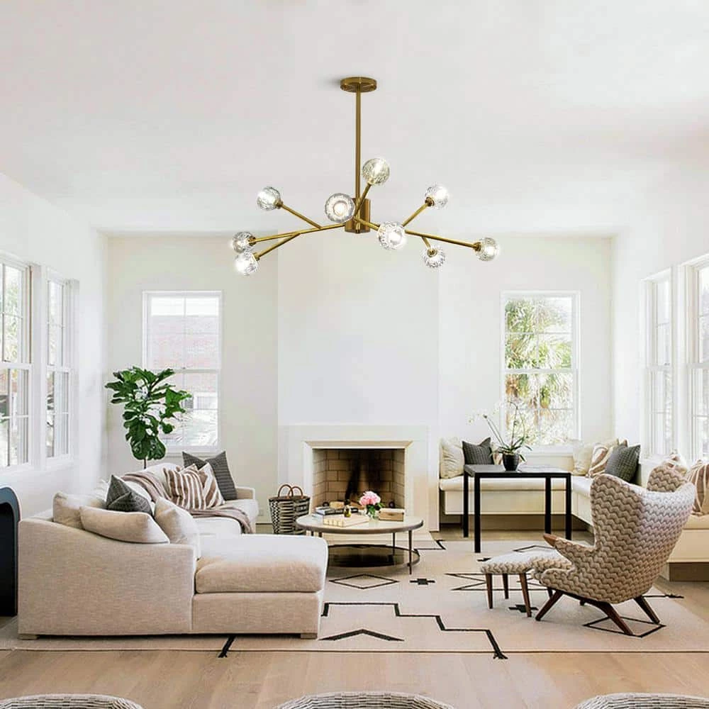 9-Light Contemporary Gold Fixture Branch Crystal Chandeliers Ceiling Pendant Light by Magic Home 4 9-Light Contemporary Gold Fixture Branch Crystal Chandeliers Ceiling Pendant Light by Magic Home - Image 2