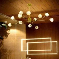 12-Light Contemporary Gold Fixture Branch Crystal Chandeliers Ceiling Pendant Light by Magic Home