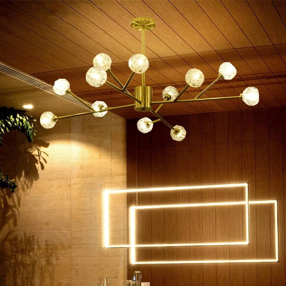 12-Light Contemporary Gold Fixture Branch Crystal Chandeliers Ceiling Pendant Light by Magic Home 3 12-Light Contemporary Gold Fixture Branch Crystal Chandeliers Ceiling Pendant Light by Magic Home