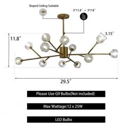 12-Light Contemporary Gold Fixture Branch Crystal Chandeliers Ceiling Pendant Light by Magic Home 18 12-Light Contemporary Gold Fixture Branch Crystal Chandeliers Ceiling Pendant Light by Magic Home -Spitzer Sales Store gold magic home chandeliers mh y 020226 c3 1000