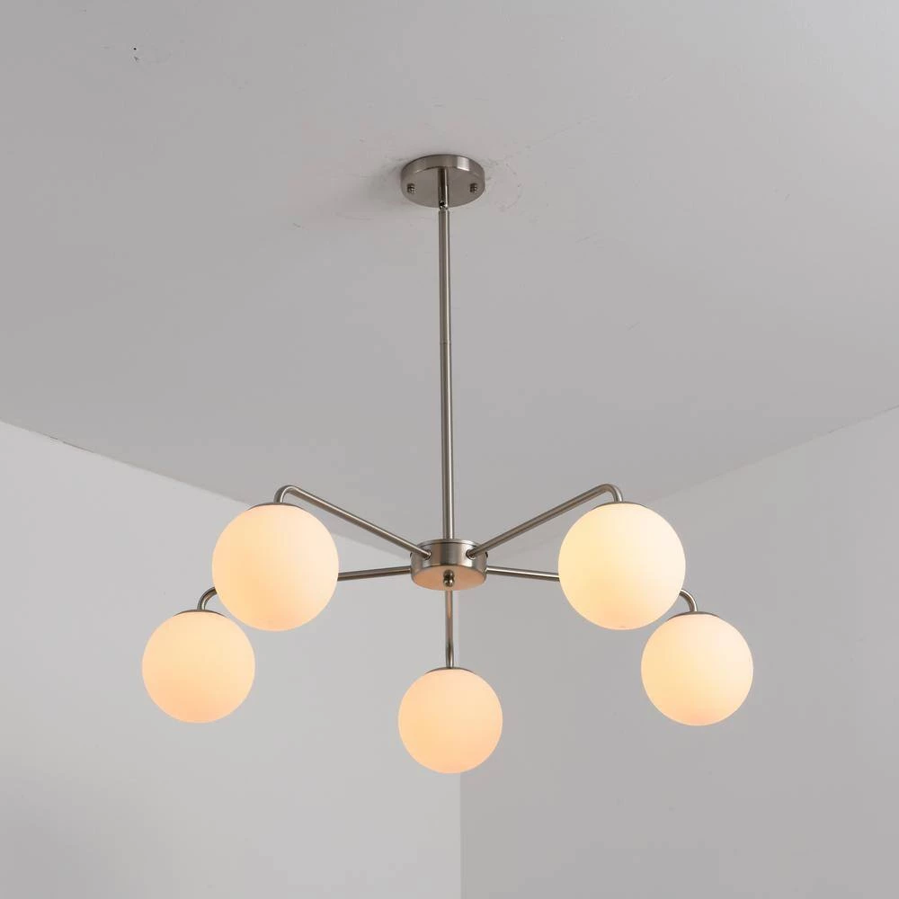 5-Light Reversible Gold Fixture Chandelier with White Globes by Magic Home 11 5-Light Reversible Gold Fixture Chandelier with White Globes by Magic Home - Image 9