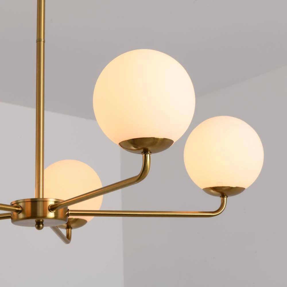 5-Light Reversible Gold Fixture Chandelier with White Globes by Magic Home 7 5-Light Reversible Gold Fixture Chandelier with White Globes by Magic Home - Image 5