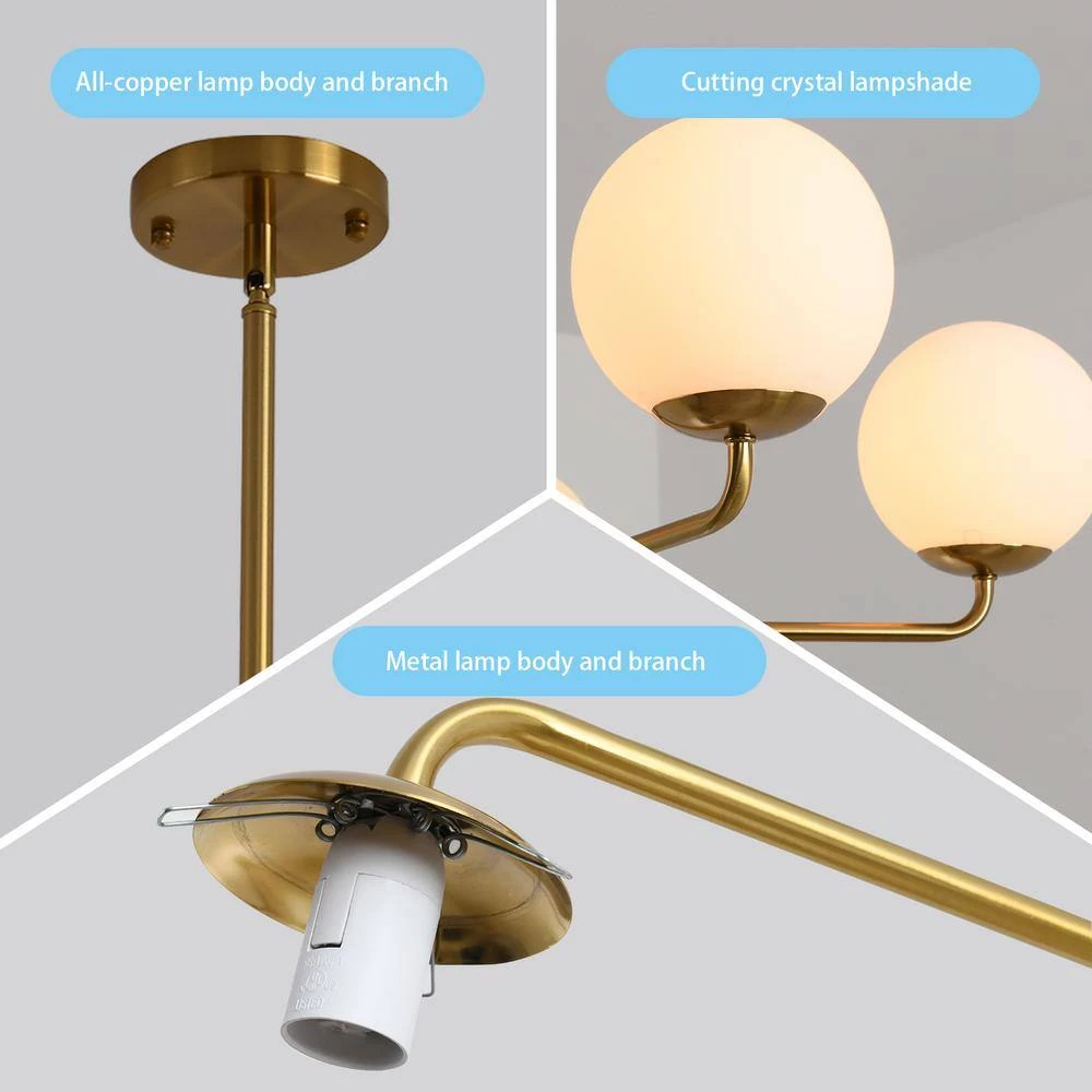 5-Light Reversible Gold Fixture Chandelier with White Globes by Magic Home 5 5-Light Reversible Gold Fixture Chandelier with White Globes by Magic Home - Image 3