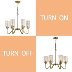 Modern Gold 6-Light Gold Candle Wagon Wheel Chandelier with Glass Shade by Magic Home 15 Modern Gold 6-Light Gold Candle Wagon Wheel Chandelier with Glass Shade by Magic Home -Spitzer Sales Store gold magic home chandeliers mh y 020228g 66 1000