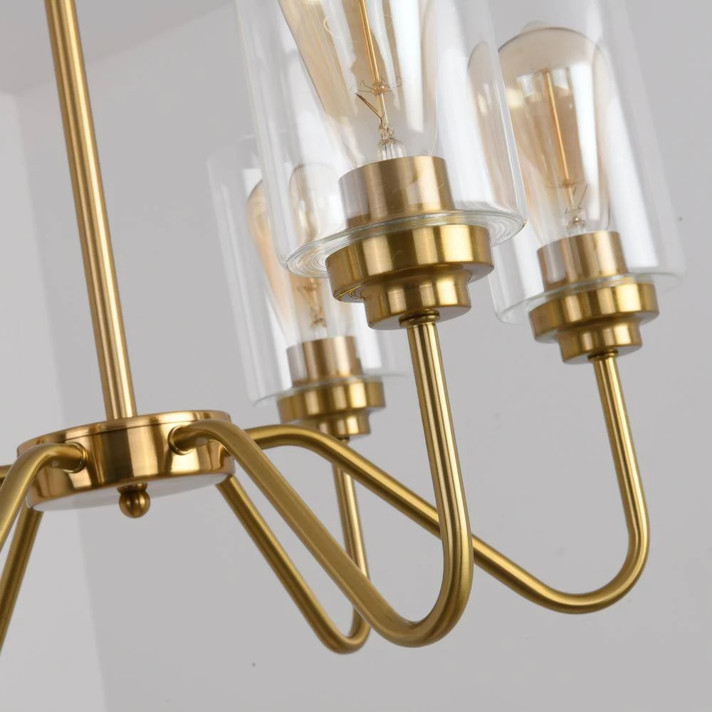 Modern Gold 6-Light Gold Candle Wagon Wheel Chandelier with Glass Shade by Magic Home 12 Modern Gold 6-Light Gold Candle Wagon Wheel Chandelier with Glass Shade by Magic Home - Image 10