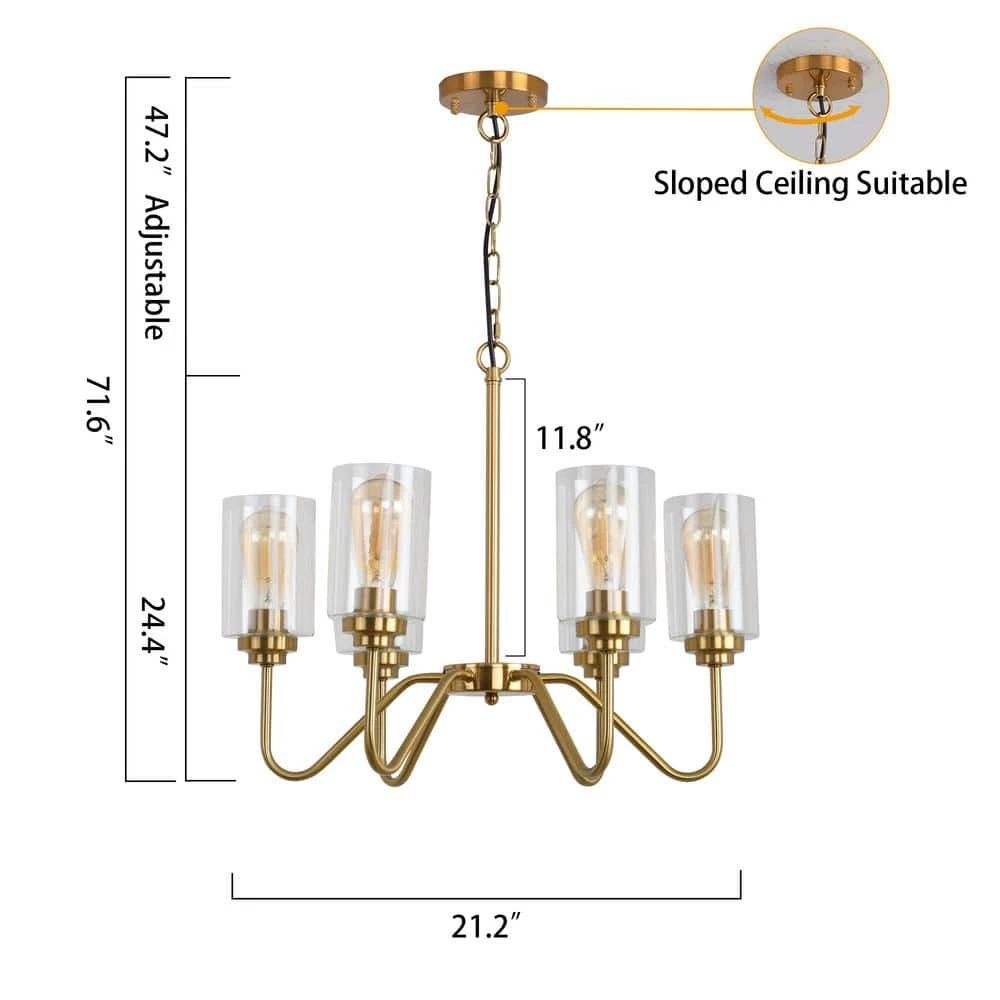 Modern Gold 6-Light Gold Candle Wagon Wheel Chandelier with Glass Shade by Magic Home 7 Modern Gold 6-Light Gold Candle Wagon Wheel Chandelier with Glass Shade by Magic Home - Image 5