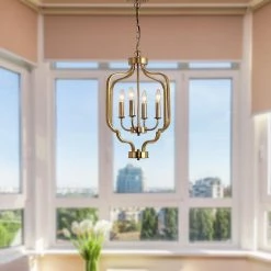 4-Light Unique Gold Geometric Chandelier by Magic Home -Spitzer Sales Store gold magic home chandeliers mh y 020229 1f 1000