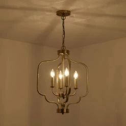 4-Light Unique Gold Geometric Chandelier by Magic Home -Spitzer Sales Store gold magic home chandeliers mh y 020229 31 1000