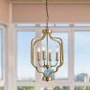4-Light Unique Gold Geometric Chandelier by Magic Home