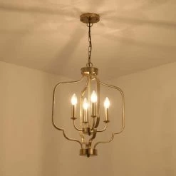 4-Light Unique Gold Geometric Chandelier by Magic Home -Spitzer Sales Store gold magic home chandeliers mh y 020229 76 1000