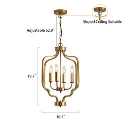 4-Light Unique Gold Geometric Chandelier by Magic Home -Spitzer Sales Store gold magic home chandeliers mh y 020229 c3 1000