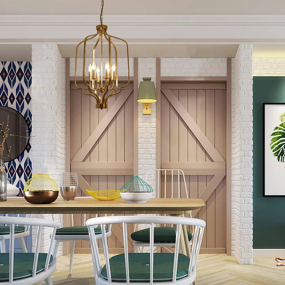 Unique 6-Light Gold Geometric Chandelier by Magic Home 6 Unique 6-Light Gold Geometric Chandelier by Magic Home - Image 4