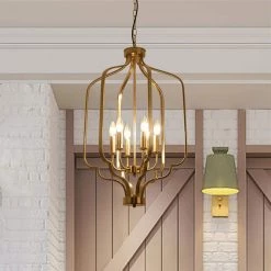 Unique 6-Light Gold Geometric Chandelier by Magic Home
