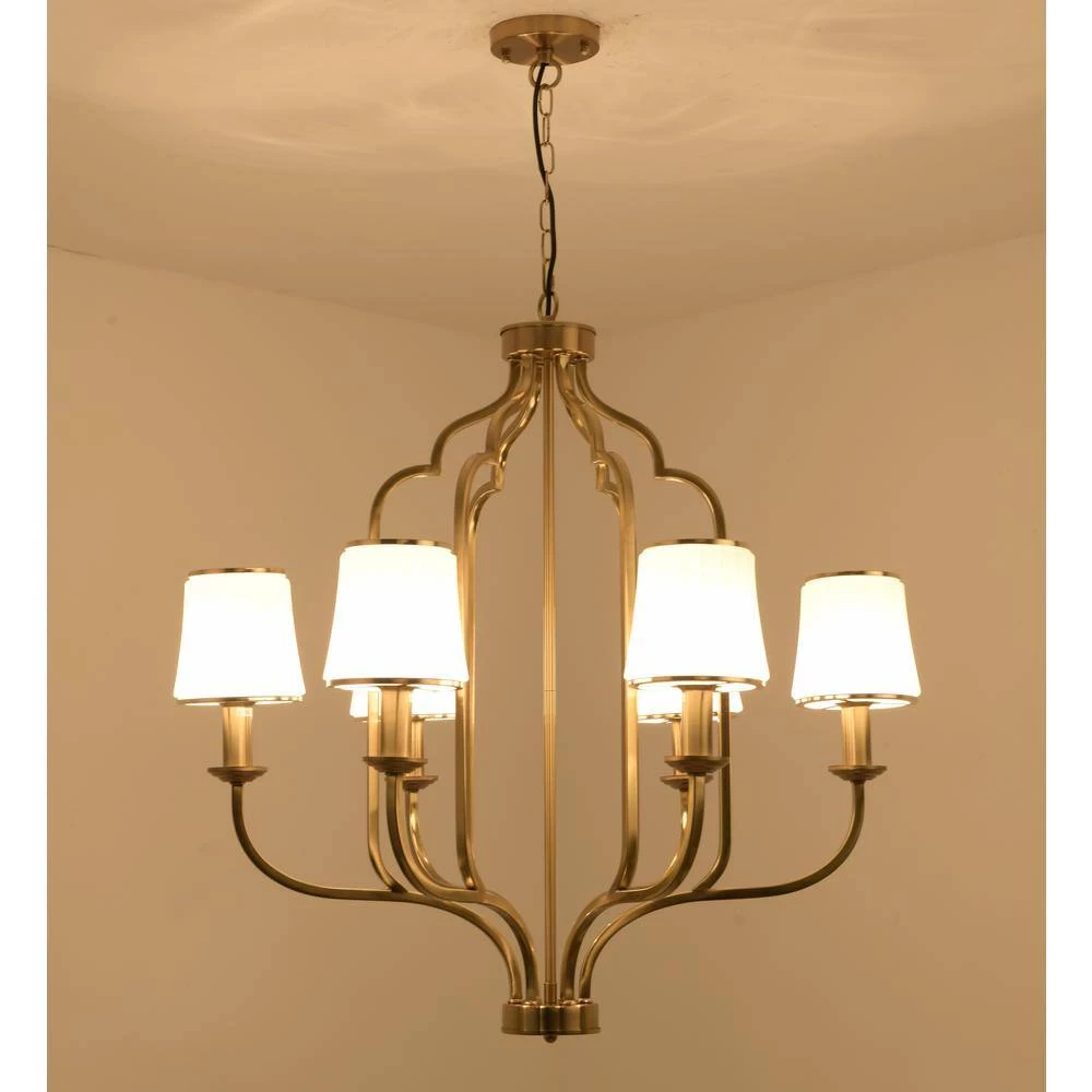 6-Light Classic Golde Fixture Chandelier with White Shade by Magic Home 13 6-Light Classic Golde Fixture Chandelier with White Shade by Magic Home - Image 11