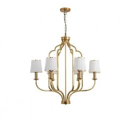 6-Light Classic Golde Fixture Chandelier with White Shade by Magic Home 18 6-Light Classic Golde Fixture Chandelier with White Shade by Magic Home -Spitzer Sales Store gold magic home chandeliers mh y 020231 4f 1000