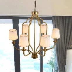 6-Light Classic Golde Fixture Chandelier with White Shade by Magic Home