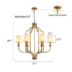 6-Light Classic Golde Fixture Chandelier with White Shade by Magic Home 17 6-Light Classic Golde Fixture Chandelier with White Shade by Magic Home -Spitzer Sales Store gold magic home chandeliers mh y 020231 c3 1000
