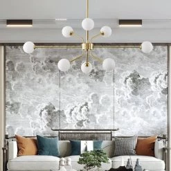 Sputnik 8-Light Gold Chandelier with White Frosted Globes by Magic Home 19 Sputnik 8-Light Gold Chandelier with White Frosted Globes by Magic Home -Spitzer Sales Store gold magic home chandeliers mh y 020237 31 1000