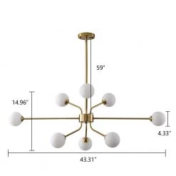 Sputnik 8-Light Gold Chandelier with White Frosted Globes by Magic Home 13 Sputnik 8-Light Gold Chandelier with White Frosted Globes by Magic Home -Spitzer Sales Store gold magic home chandeliers mh y 020237 40 1000