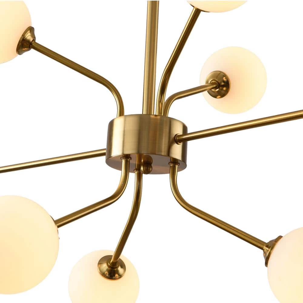 Sputnik 8-Light Gold Chandelier with White Frosted Globes by Magic Home 6 Sputnik 8-Light Gold Chandelier with White Frosted Globes by Magic Home - Image 4