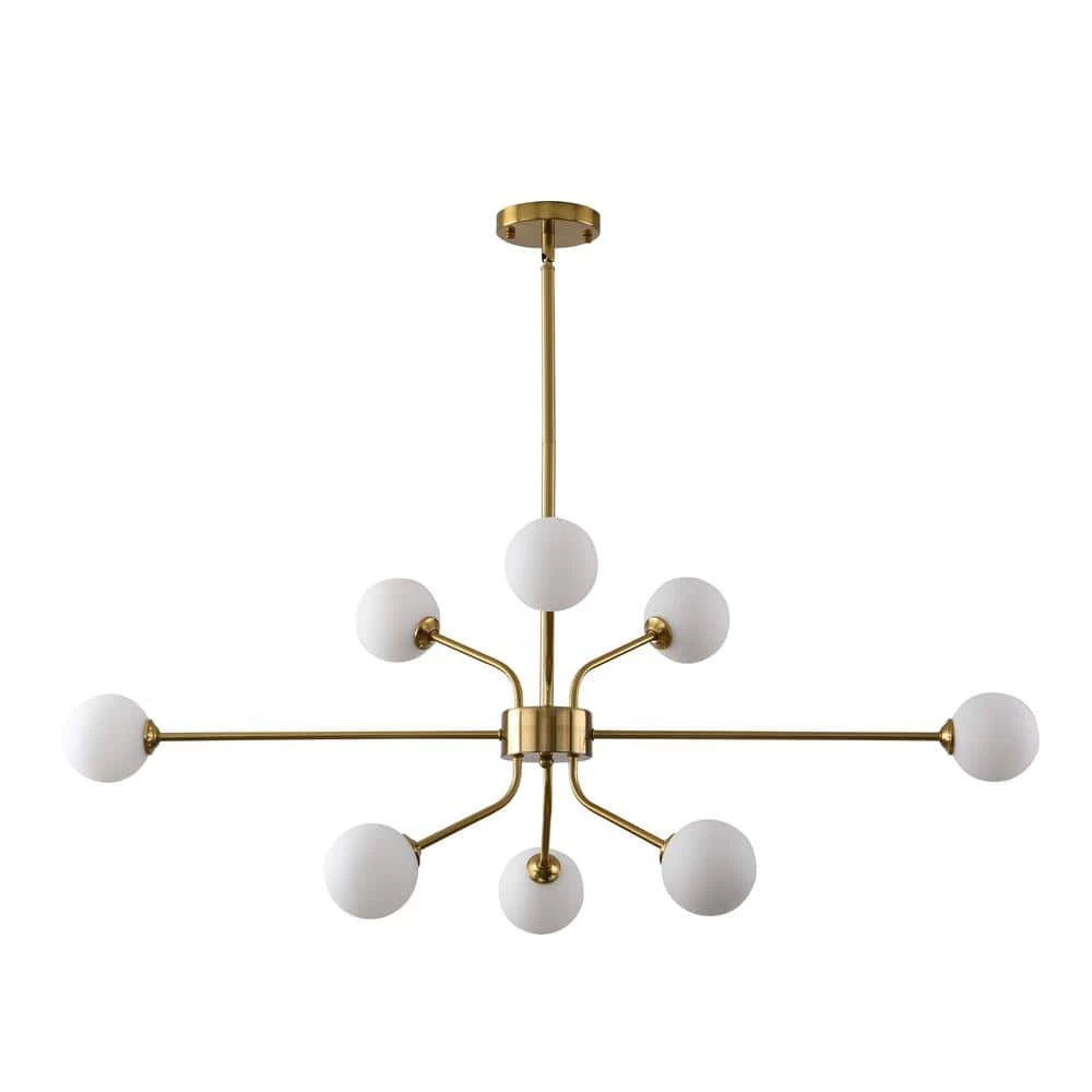 Sputnik 8-Light Gold Chandelier with White Frosted Globes by Magic Home 4 Sputnik 8-Light Gold Chandelier with White Frosted Globes by Magic Home - Image 2
