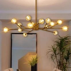 15-Light Contemporary Gold Fixture Branch Crystal Chandeliers Ceiling Light by Magic Home