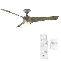 Twirl 58 in. 3000K Integrated LED Indoor/Outdoor Graphite Weathered Wood Smart Ceiling Fan with Light Kit and Remote by Modern Forms -Spitzer Sales Store graphite weathered wood modern forms ceiling fans with lights fr w2103 58l gh ww 4f 1000