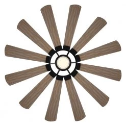 Wyndmill 65 in. 12-Blade Smart Matte Black Barn Wood Ceiling Fan 3000K Integrated LED and Remote Control by Modern Forms -Spitzer Sales Store matte black barn wood modern forms ceiling fans with lights fr w2201 65l mb bw 1f 1000