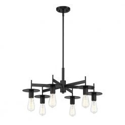 6-Light Matte Black Chandelier by Cordelia Lighting
