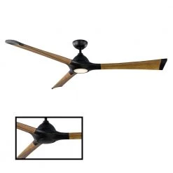 Woody 72 in. LED Indoor/Outdoor Matte Black Distressed Koa 3-Blade Smart Ceiling Fan with Light Kit and Wall Control by Modern Forms -Spitzer Sales Store matte black distressed koa modern forms ceiling fans with lights fr w1814 72l mb dk 1f 1000