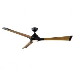Woody 72 in. LED Indoor/Outdoor Matte Black Distressed Koa 3-Blade Smart Ceiling Fan with Light Kit and Wall Control by Modern Forms