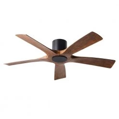 Aviator 54 in. Indoor/Outdoor Matte Black Distressed Koa 5-Blade Smart Flush Mount Ceiling Fan with Remote Control by Modern Forms