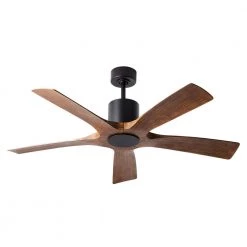 Aviator 54 in. Indoor/Outdoor Matte Black Distressed Koa 5-Blade Smart Ceiling Fan Light Kit Adaptable w/ Remote Control by Modern Forms