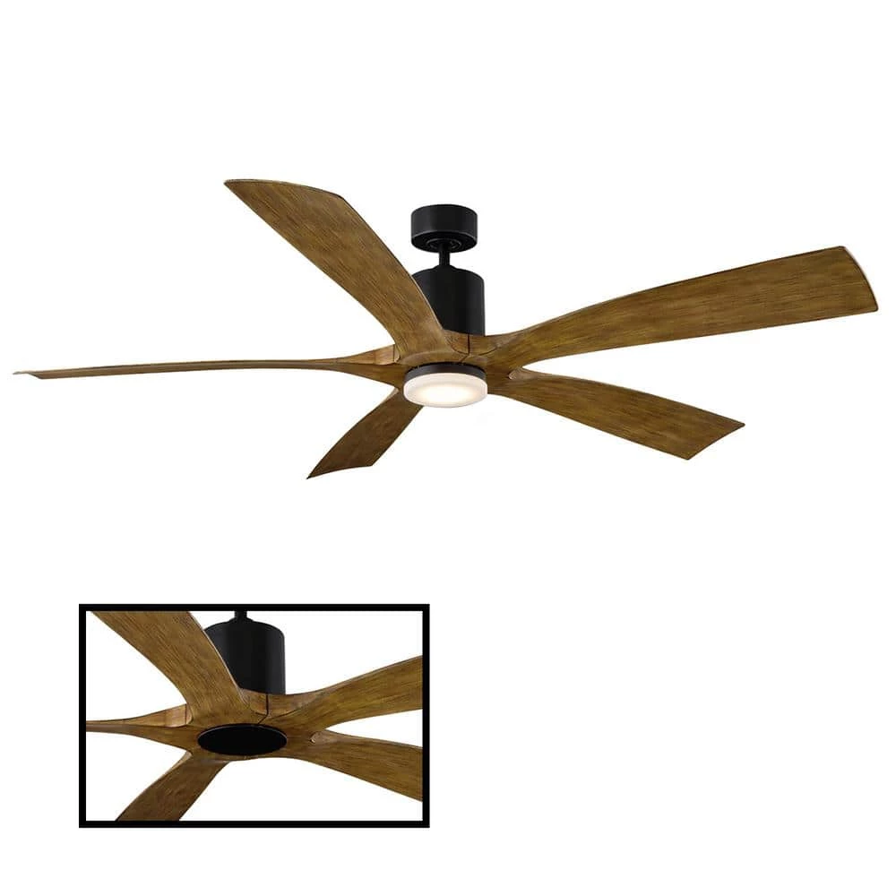 Aviator 70 in. Indoor/Outdoor Matte Black Distressed Koa 5-Blade Smart Ceiling Fan Light Kit Adaptable w/ Remote Control by Modern Forms 4 Aviator 70 in. Indoor/Outdoor Matte Black Distressed Koa 5-Blade Smart Ceiling Fan Light Kit Adaptable w/ Remote Control by Modern Forms - Image 2