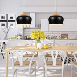 1-Light Matte Black Pendant Light with Hardware Shade by Magic Home -Spitzer Sales Store matte black magic home chandeliers cs w63728047 31 1000