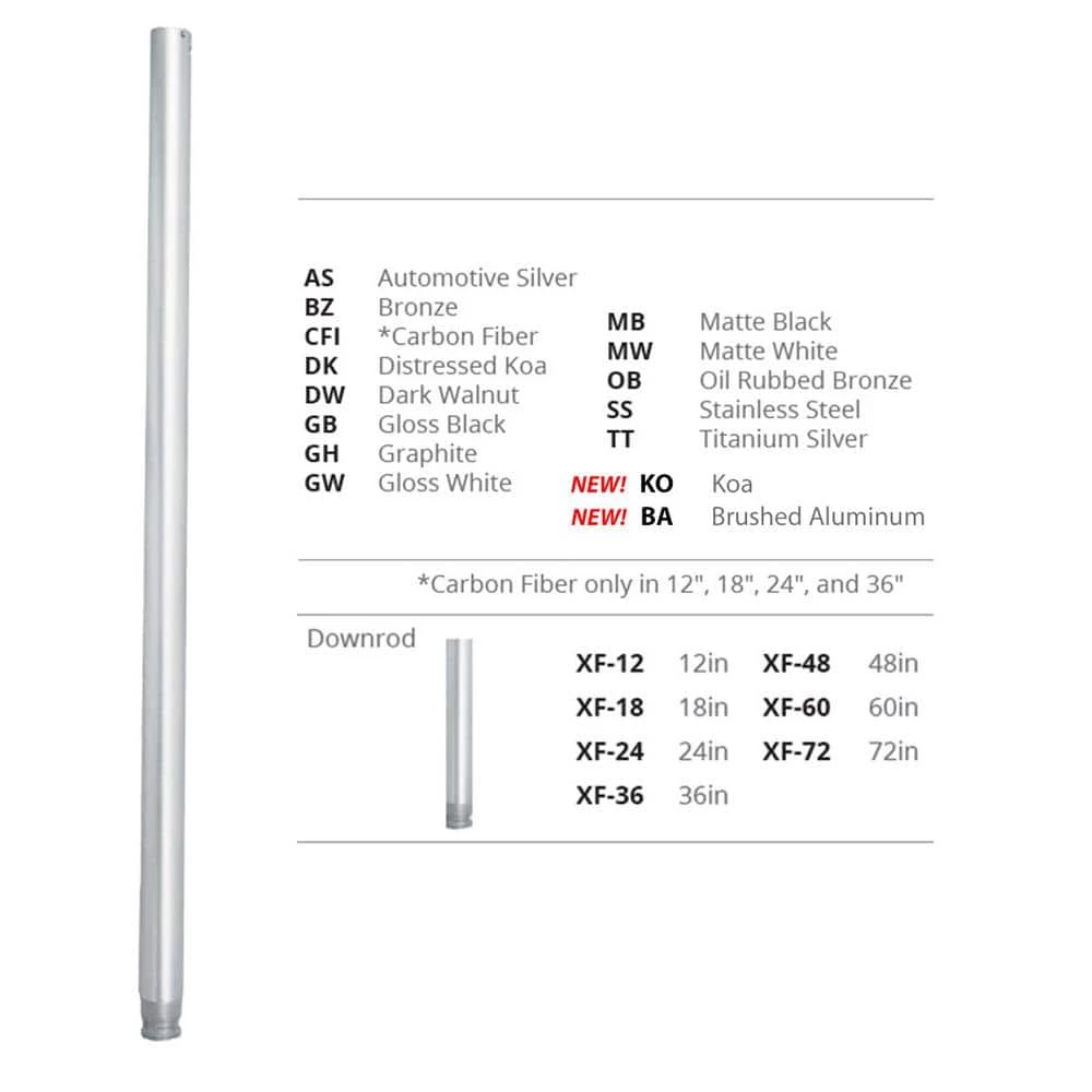 72 in. Matte Black Ceiling Fan Extension Downrod for Modern Forms or WAC Lighting Fans 4 72 in. Matte Black Ceiling Fan Extension Downrod for Modern Forms or WAC Lighting Fans - Image 3