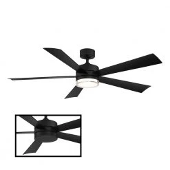 Wynd 52 in. Integrated LED Indoor/Outdoor Matte Black 5-Blade Smart Ceiling Fan with Light Kit and Remote by Modern Forms 15 Wynd 52 in. Integrated LED Indoor/Outdoor Matte Black 5-Blade Smart Ceiling Fan with Light Kit and Remote by Modern Forms -Spitzer Sales Store matte black modern forms ceiling fans with lights fr w1801 52l mb 4f 1000