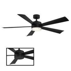 Wynd 60 in. Integrated LED Indoor/Outdoor Matte Black 5-Blade Smart Ceiling Fan with Light Kit and Remote by Modern Forms -Spitzer Sales Store matte black modern forms ceiling fans with lights fr w1801 60l mb 4f 1000