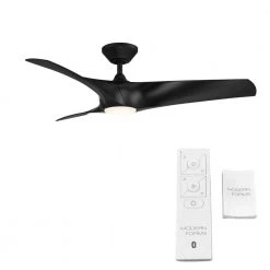 Zephyr 52 in. Indoor/Outdoor Matte Black 3-Blade Smart Ceiling Fan with LED Light Kit and Remote Control by Modern Forms -Spitzer Sales Store matte black modern forms ceiling fans with lights fr w2006 52l mb c3 1000