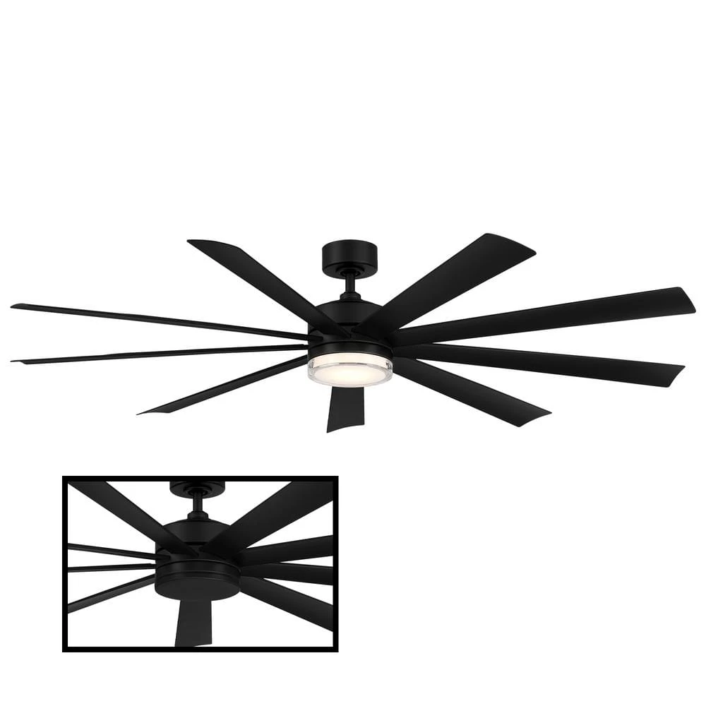 Wynd XL 72 in. 3000K Integrated LED Indoor/Outdoor Matte Black Smart Ceiling Fan with Light Kit and Remote by Modern Forms 3 Wynd XL 72 in. 3000K Integrated LED Indoor/Outdoor Matte Black Smart Ceiling Fan with Light Kit and Remote by Modern Forms